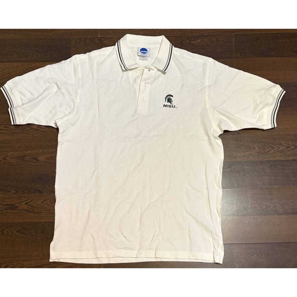 Rare Find 2006 michigan state polo shirt vf imagewear Men’s Sz L White Green